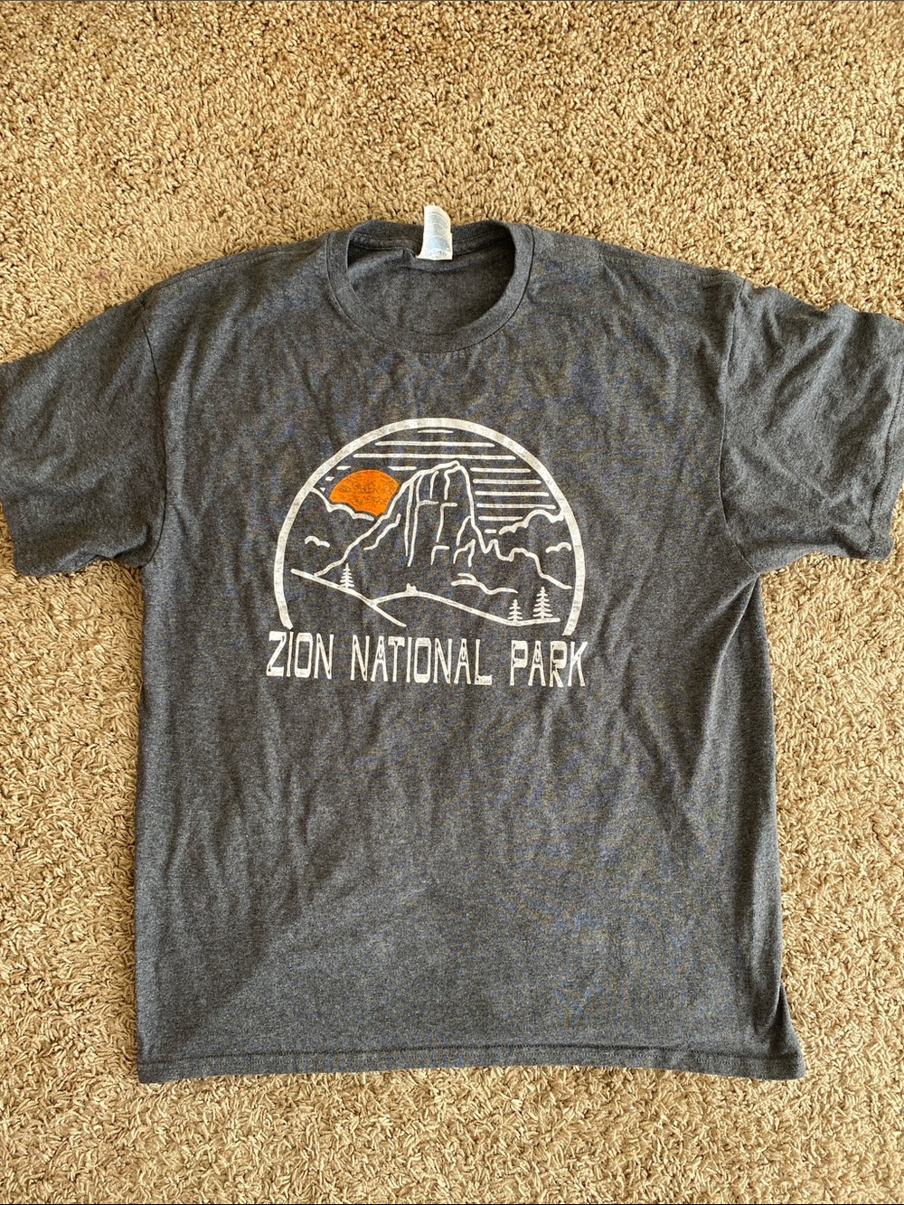 Delta Men's Zion National Park Graphic Tee - Dark Gray with Orange Accent